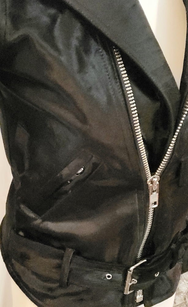 Bess Lamb Skin Black Studd Zipper Jacket - Picture 2 of 8